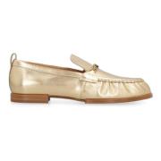 Metallic Leren Loafers met Verzamelde Detail Tod's , Yellow , Dames