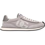 Lage sneakers met suède inzetstukken Dolce & Gabbana , Gray , Heren