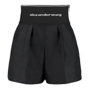 Katoenen Elastische Taille Shorts Alexander Wang , Black , Dames