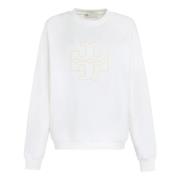 Geborduurd Logo Katoenen Sweatshirt Tory Burch , White , Dames