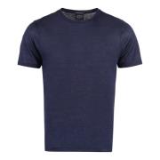 Geribbeld Linnen T-Shirt Paul & Shark , Blue , Heren