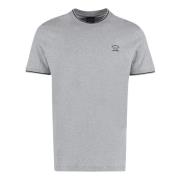 Katoenen Logo T-shirt Ribgekraagde Mouwen Paul & Shark , Gray , Heren