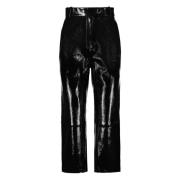 Leren broek met zakken Khaite , Black , Dames