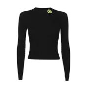 Logo Patch Crew-neck Sweater Barrow , Black , Dames