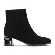 Chique Suède Zirkonia Hak Booties Kazar , Black , Dames