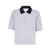 Katoenen poloshirt met driekleurig detail Thom Browne , Gray , Heren