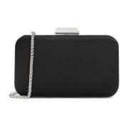 Kleine avondclutch tas voor hand en schouder Kazar , Black , Dames