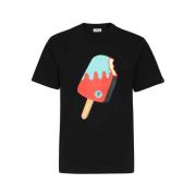 Katoenen T-shirt met Front Print Icecream , Black , Heren