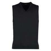 Geribbelde gebreide wollen vest Roberto Collina , Black , Heren