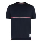 Katoenen T-shirt met Tricolor Detail Thom Browne , Blue , Heren