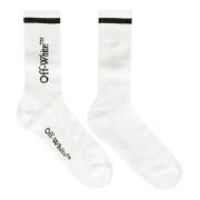 Contrasterende Logo Katoenmix Sokken Off White , White , Heren