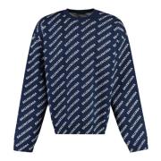 Logo Jacquard Trui Balenciaga , Blue , Heren