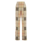 Zijden Tartan Pixel Broek Burberry , Beige , Dames