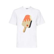 Katoenen T-shirt met Front Print Icecream , White , Heren