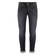 Stretch katoenen jeans met gewassen effect Dondup , Gray , Heren