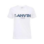 Katoenen T-shirt met Patch Detail Lanvin , White , Dames