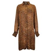 Pre-owned Silk dresses Yves Saint Laurent Vintage , Brown , Dames