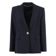 Crepe Blazer met Reverskraag Clips , Blue , Dames