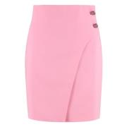 Metalen Knoop Mini Rok Genny , Pink , Dames