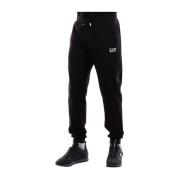 Zwarte Logo Zijstreep Broek Emporio Armani EA7 , Black , Heren