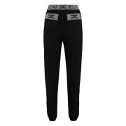 Contrasterende gebreide joggersbroek Elisabetta Franchi , Black , Dame...