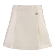 Geplooide Katoenen Mini-Rok Dickies , Beige , Dames