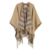 Omkeerbare wollen cape Burberry , Beige , Dames