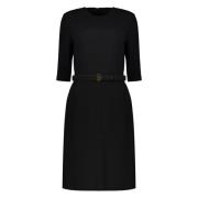 Contrast Gestikte Viscose Jurk Burberry , Black , Dames