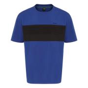 Geribbelde katoenen T-shirt Hugo Boss , Blue , Heren