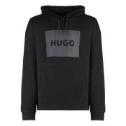 Geribbelde Katoenen Hoodie Hugo Boss , Black , Heren