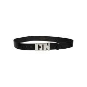 Icon Leren Riem met Zilverkleurige Metalen Gesp Dsquared2 , Black , He...