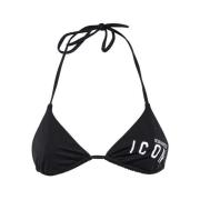 Logo Print Triangel Bikini Top Dsquared2 , Black , Dames