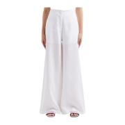 Witte Linnen Wijde Pijp Broek Emporio Armani , White , Dames