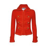 Katoenen Blazer met Versierde Knopen Moschino , Red , Dames