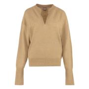 Geribbelde Alpacamix Trui Hugo Boss , Beige , Dames