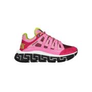 Suede Low-Top Sneakers Versace , Pink , Dames