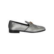 Leren Moccasins met Metalen Detail Versace , Gray , Heren