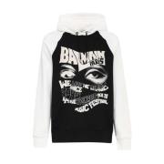 Maxi Print Katoenen Hoodie Balmain , Black , Heren