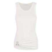 Metal Piercing Katoenen Tanktop Paco Rabanne , White , Dames