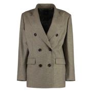 Dubbelrijige wollen blazer Pinko , Beige , Dames