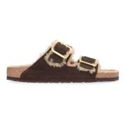 Schapenvacht Voering Slippers Birkenstock , Brown , Heren