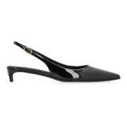 Puntige Neus Leren Slingback Pumps Dolce & Gabbana , Black , Dames