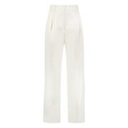 Geplooide zijden linnen broek Salvatore Ferragamo , White , Dames