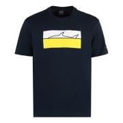 Logo Patch Katoenen T-shirt Paul & Shark , Blue , Heren