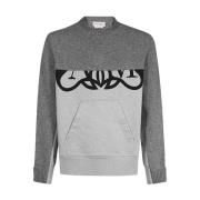 Geribbelde Crew-Neck Wollen Trui Alexander McQueen , Gray , Heren