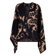 Omkeerbare Bloemen Jacquard Cape Etro , Blue , Dames