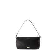 Zwarte Leren Schoudertas Boogie Baguette Maison Kitsuné , Black , Dame...