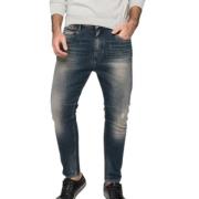 Blauwe Jeans 5-Pocket Broek Tommy Hilfiger , Blue , Heren