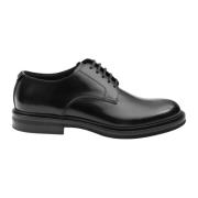 Zwarte Geborsteld Kalfsleren Derby Schoenen Dolce & Gabbana , Black , ...