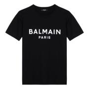 Korte Mouw Ronde Hals T-shirt Balmain , Black , Heren